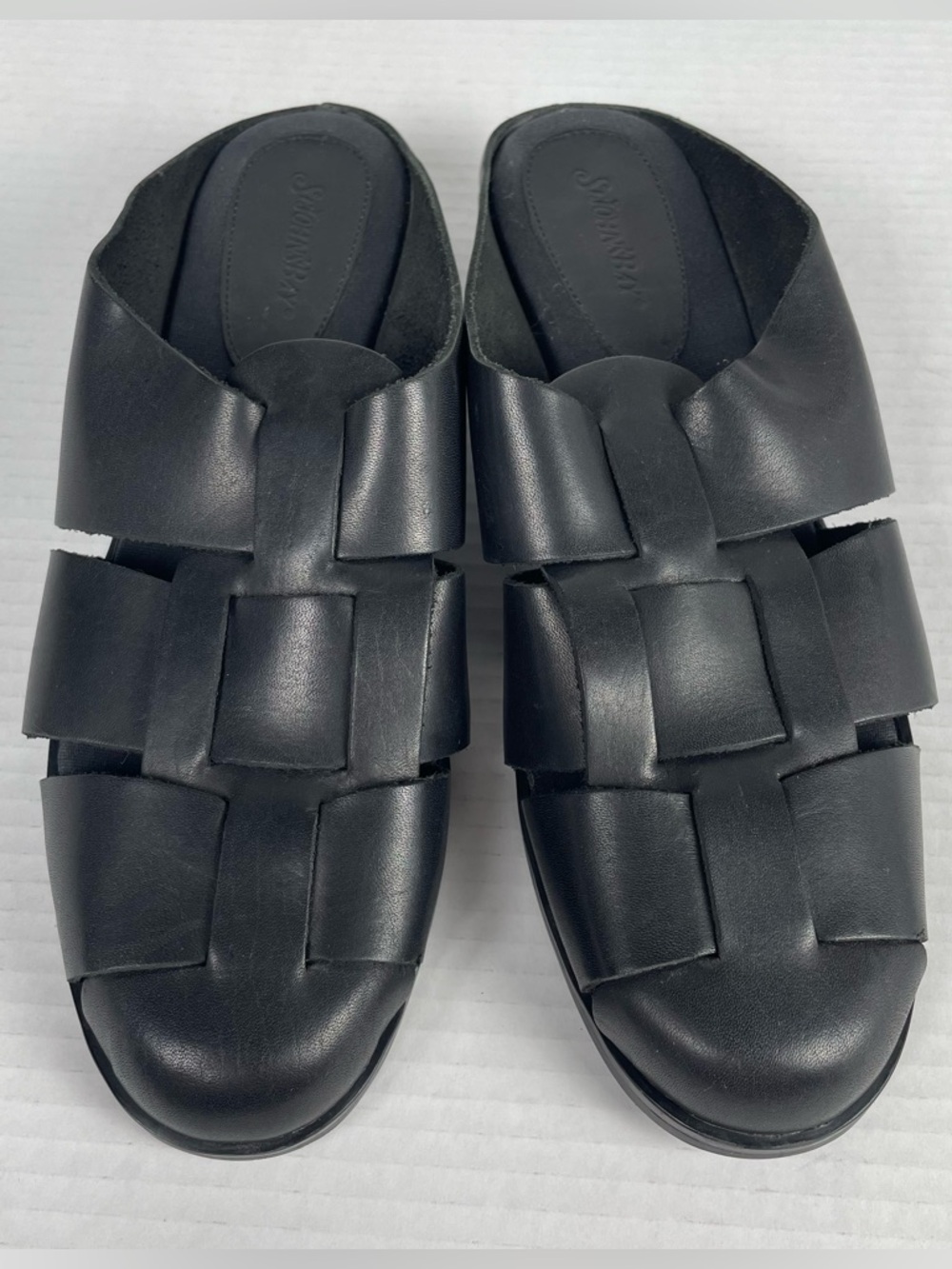 NOT FOR SALE Rare Vintage 90s Fisherman Mules Sandal 10 Black Leather Brazil - Picture 3 of 16